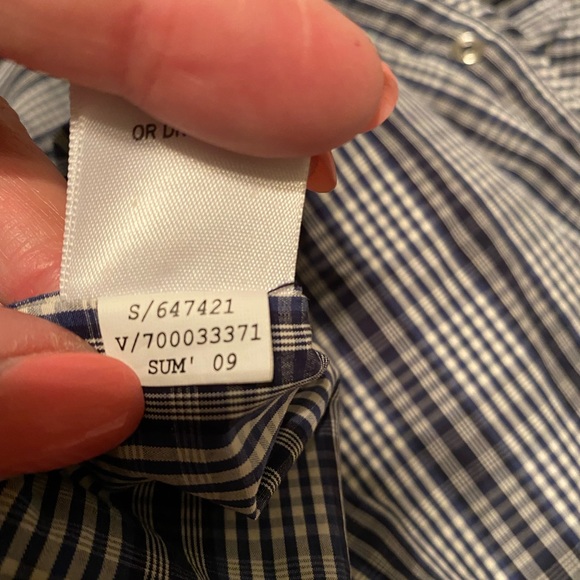 M Navy Blue Plaid Shirt by Banana Republic w/Pearl Snaps - Picture 7 of 10